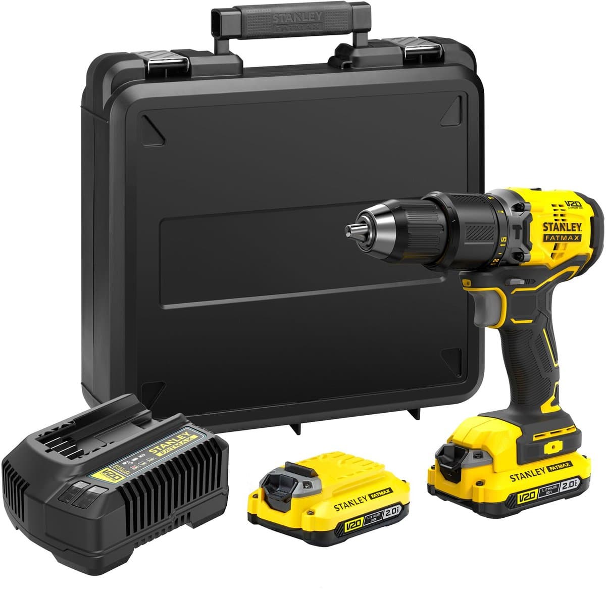 STANLEY FATMAX V20 18V Brushless Schroef-/klopboormachine in koffer (met 2x 2.0Ah accu en lader) SFMCD715D2K-QW