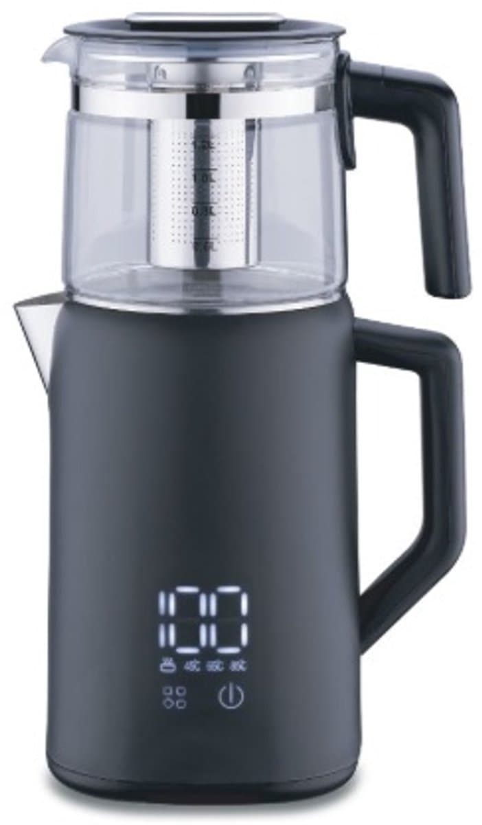 Korkmaz Demmatik | Elektrische theepot - Digitaal touchscreen - 1.7 Liter - Rvs - 1500W - Droogkookbeveiliging