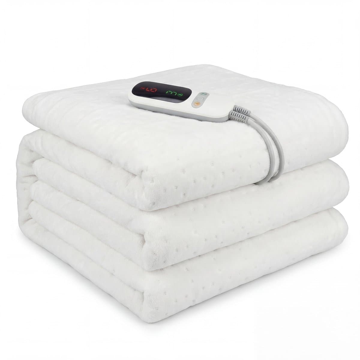 Elektrische Onderdeken 190x90 cm - 6 Warmtestanden - Instelbare Timer - Fleece Warmtedeken Elektrisch - Electrische Deken 1 Persoons - Wit - Silvergear