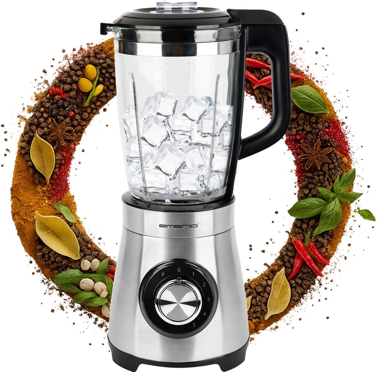 Emerio Blender 1.75L - 1000W Smoothie Maker met 5 Snelheden en Glazen Kan - RVS Messen en Vaatwasmachinebestendig - Blender-to-Go - BL-126794