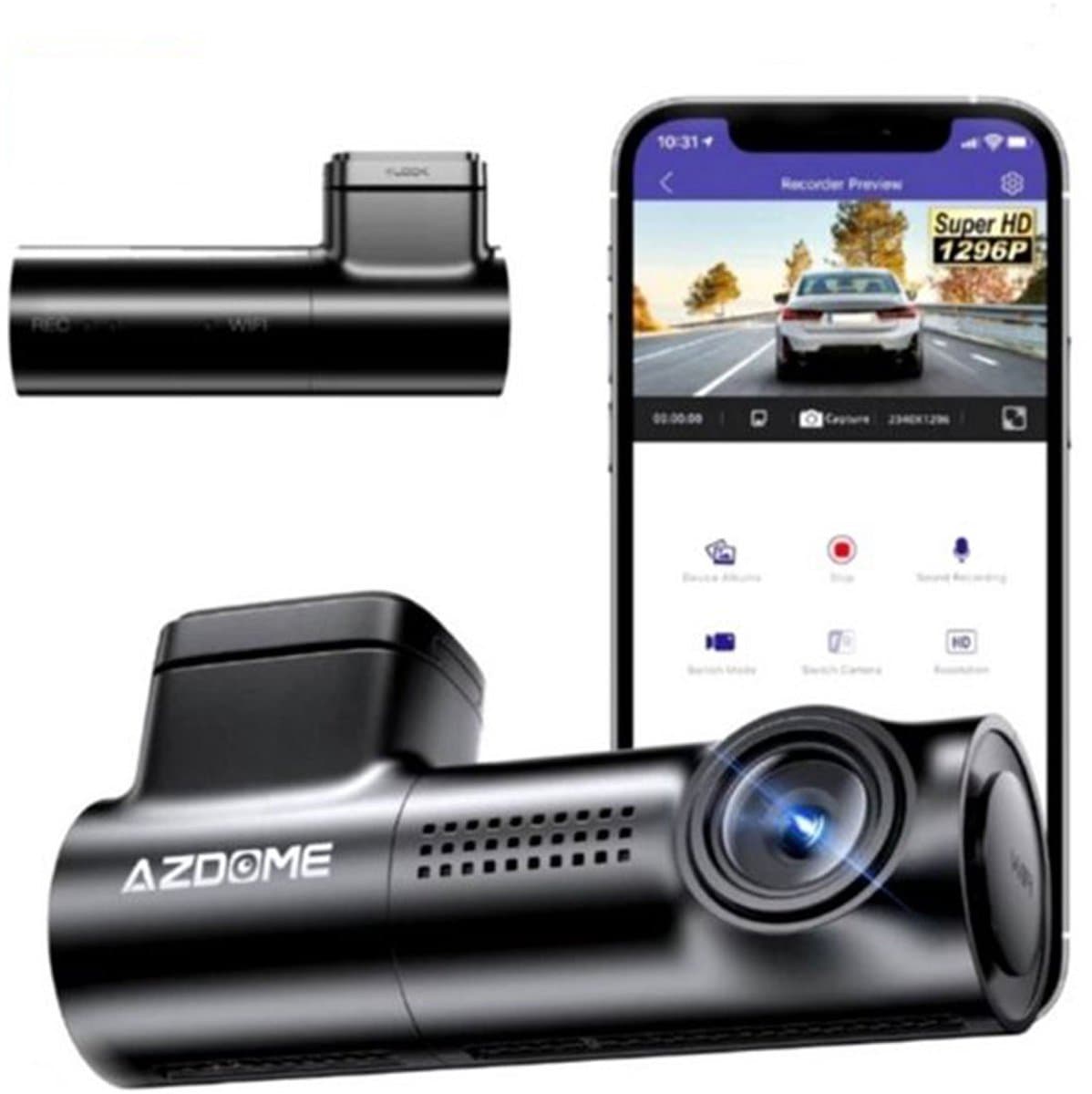 Azdome M300 1296P dashcam voor auto - Full HD - Wifi - Nachtzicht - G-Sensor - Loop recording- 2024 model