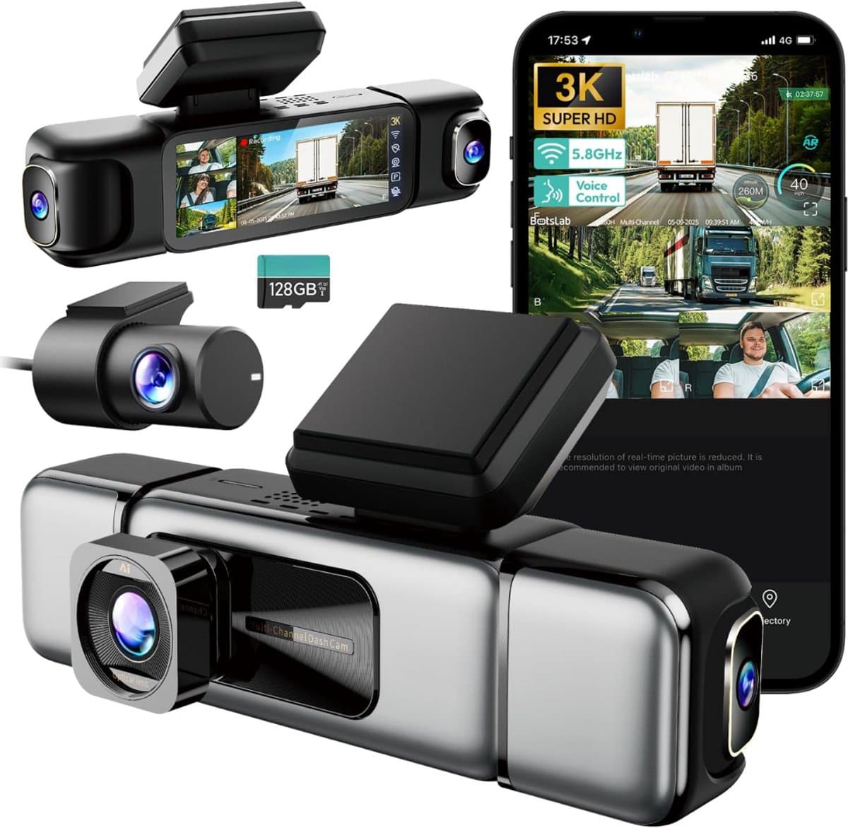 Dashcam voor auto voor en achter – Dual dashcam – Voor- en achtercamera – Autocamera – Full HD dashcam – Dashcam met nachtzicht – Dashcam met bewegingssensor – Groothoeklens – Parkeermodus – Loop recording – Dashcam met SD-kaart