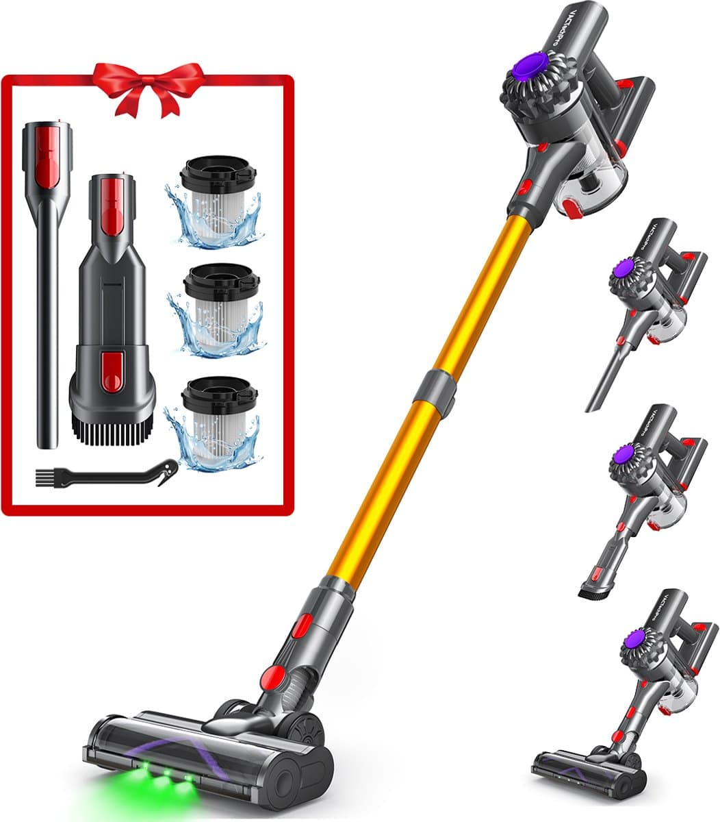 VACTechPro Steelstofzuiger Draadloos - 35000Pa - 35 Minuten - 6 in 1 - Afneembare Batterij