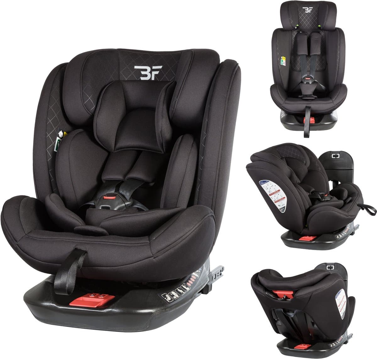 Bebies First Prestige Meegroei Autostoel 360° Draaibaar met Isofix – i-Size – Baby & Kind 0-12 Jaar – Zwart