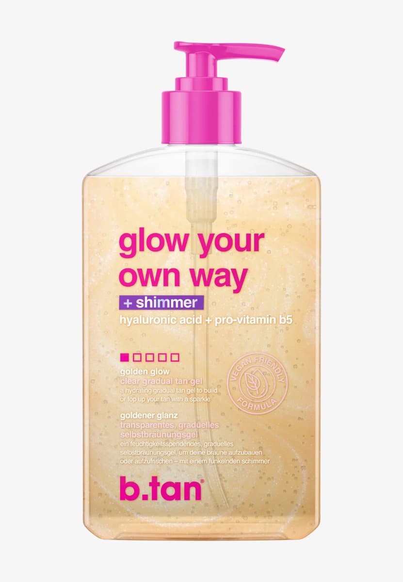 B.Tan Glow Your Own Way + shimmer - met Glitter - Golden Glow - SelfTan - zelfbruiner- Met hyaluronzuur