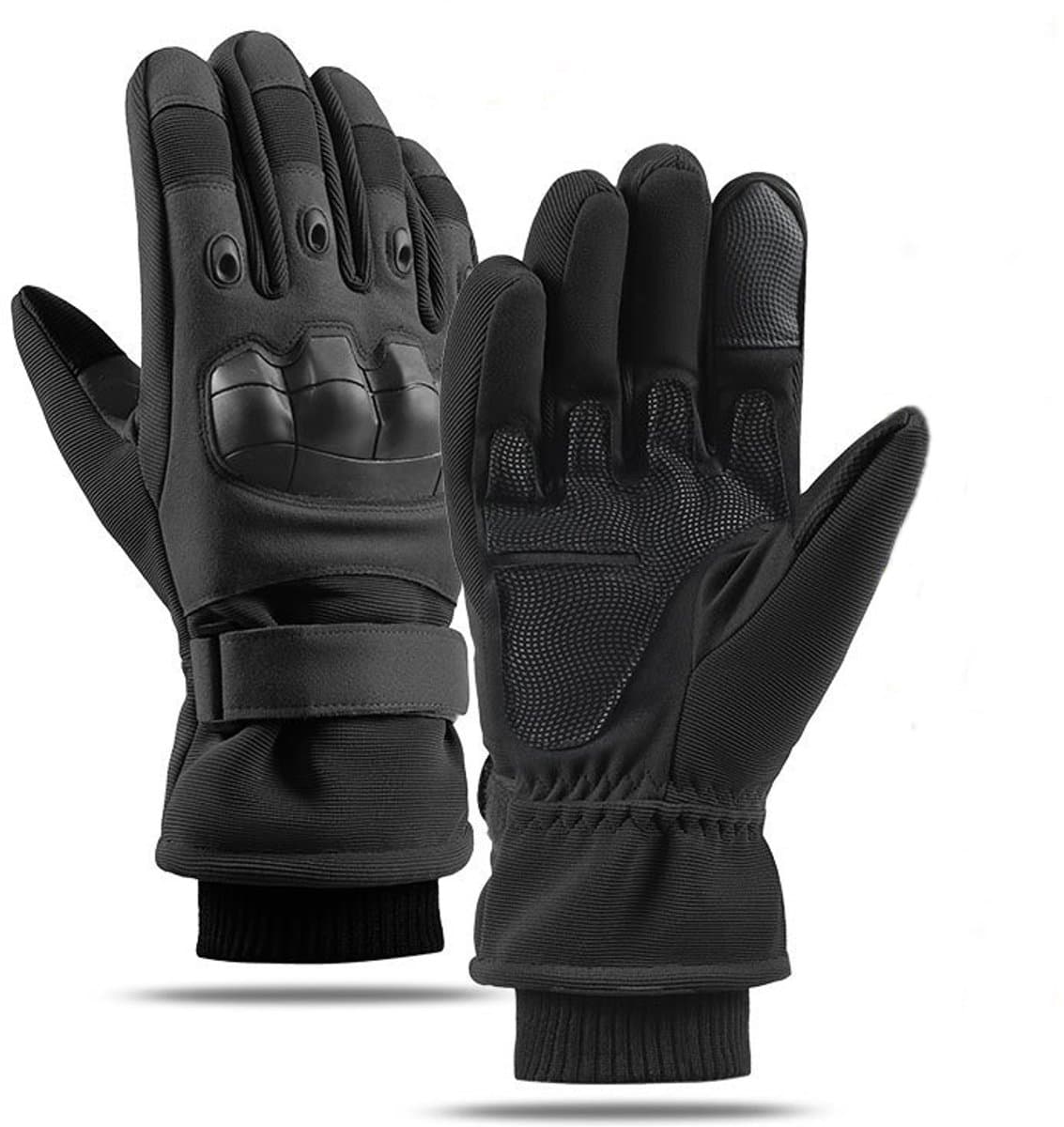 Motorhandschoenen Heren – Motorhandschoenen - Warme Winterhandschoenen Met Touchscreen En Harde Beschermhoes – Antislip Fiets- En Motorrijhandschoenen Voor Buitenactiviteiten En Dagelijks Gebruik - Zwart - XL