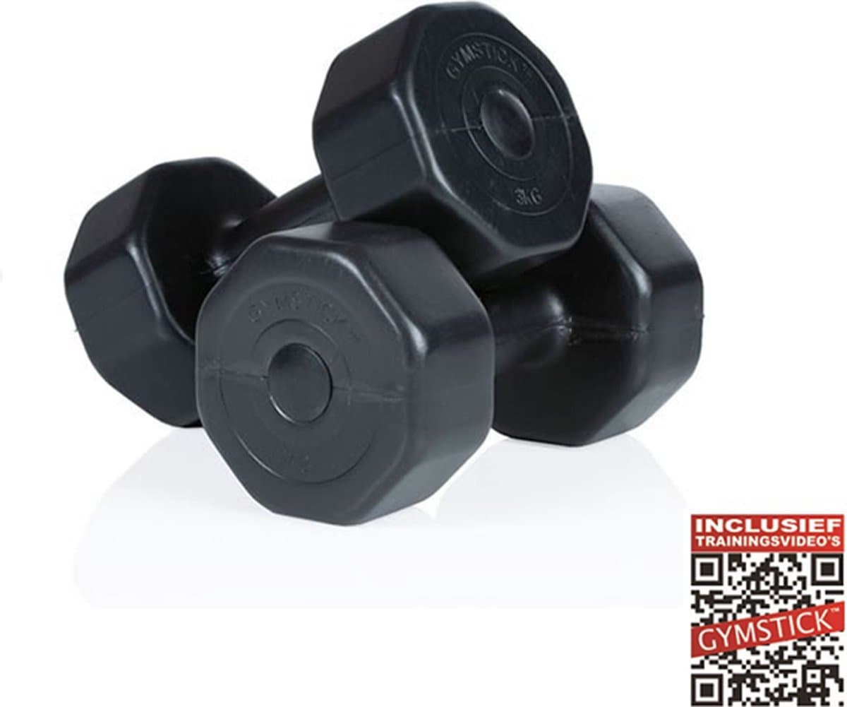 Gymstick Vinyl Dumbbell Set - Halter Set - 2 x 5 kg - Zwart - Met Online Trainingsvideo's