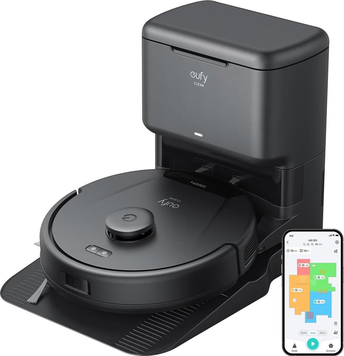 eufy Clean L60 Robotstofzuiger met Zelflegende Station - Robot Vacuum Cleaner - 5000Pa Zuigkracht, iPath Laser Navigatie