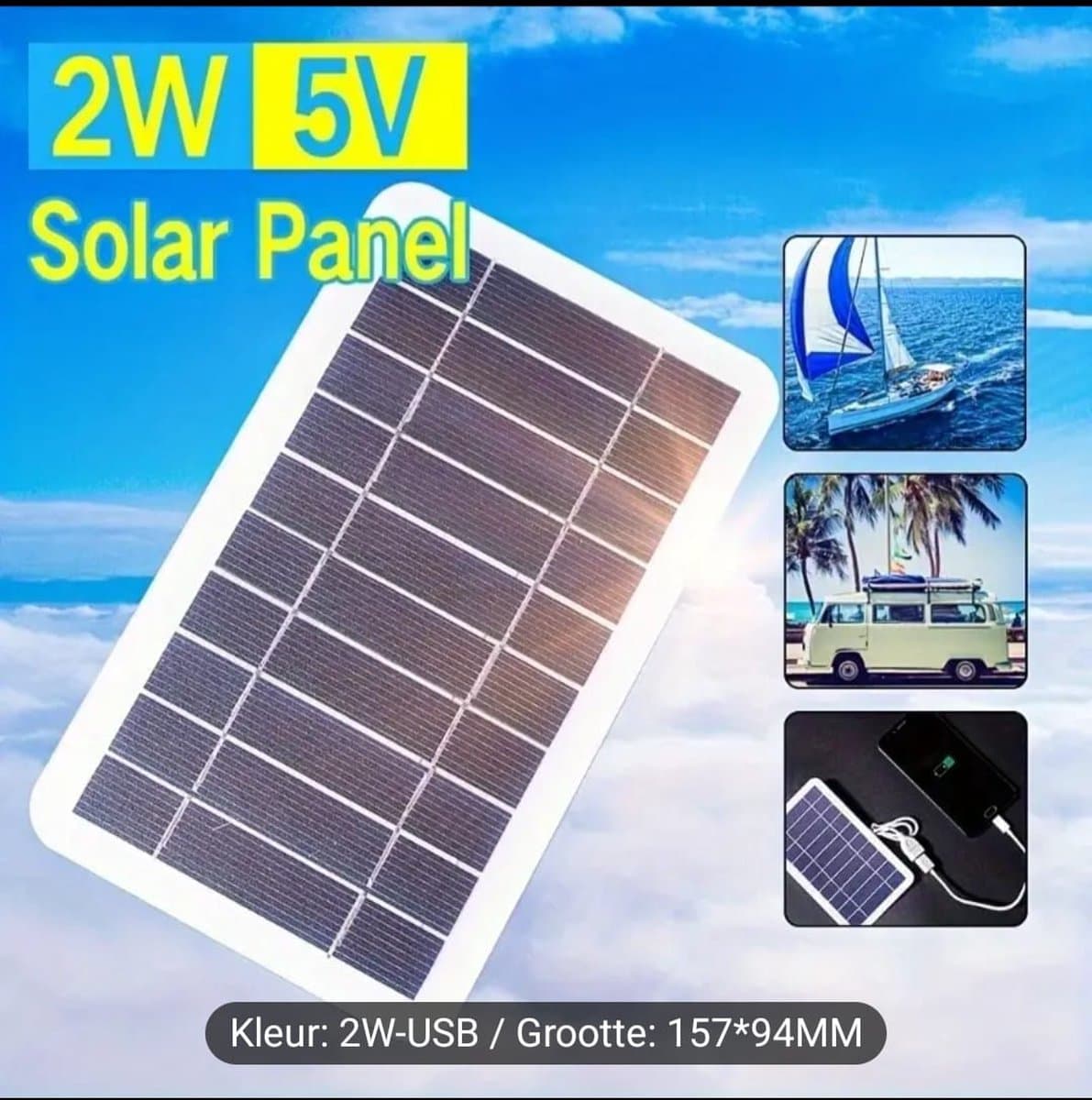 K&R Ventures® Draagbaar Zonnepaneel – Waterdichte Solar Oplader met USB – Zonne-energie Powerbank voor Telefoon, Tablet & Apparaten – Ideaal voor Kamperen, Reizen & Outdoor Gebruik – Compact & Efficiënt
