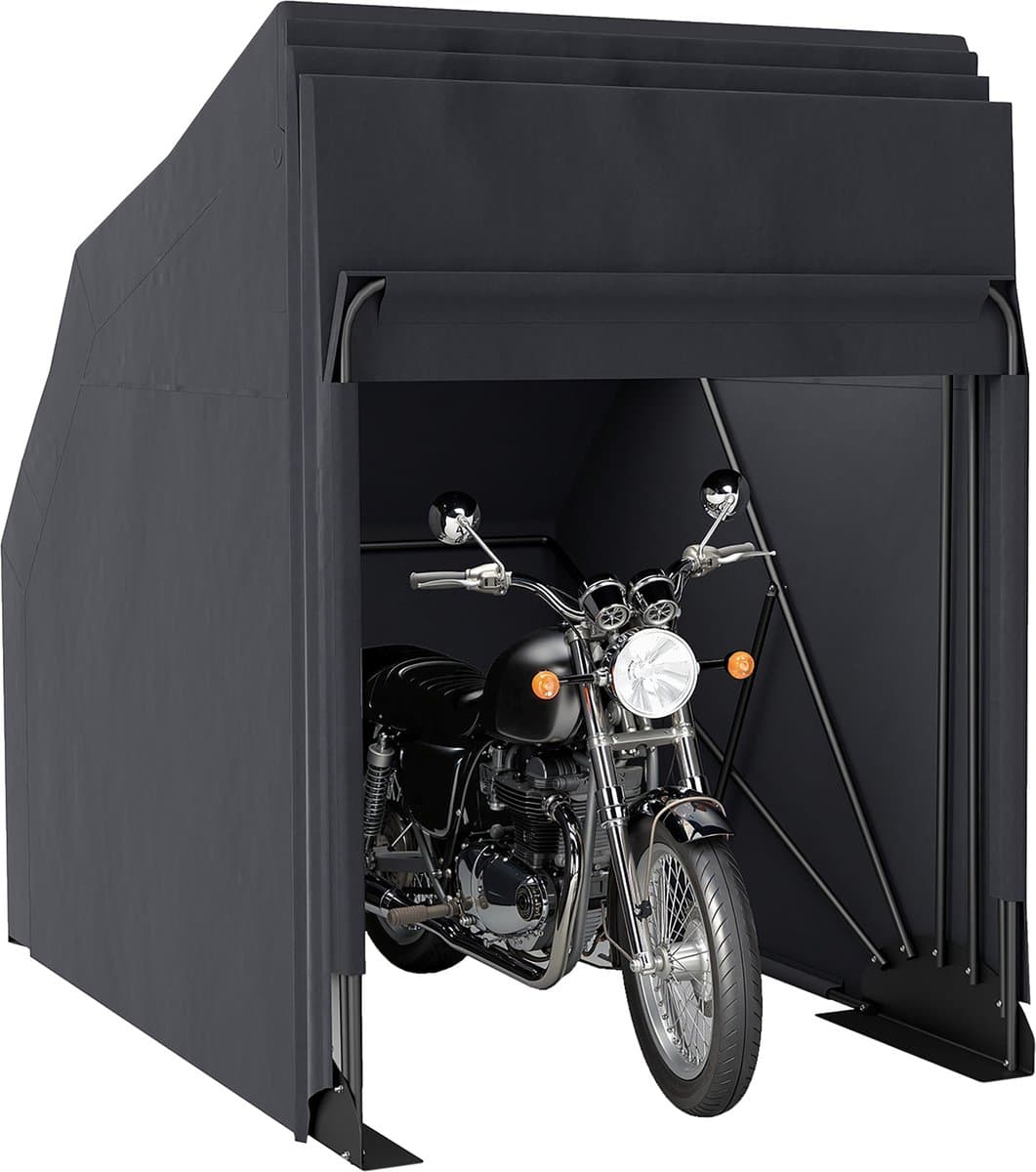Motorhoes - opvouwbaar - voor buiten - waterdicht - winterbestendig - XXL 345 cm x 135 cm x 191 cm - zwart