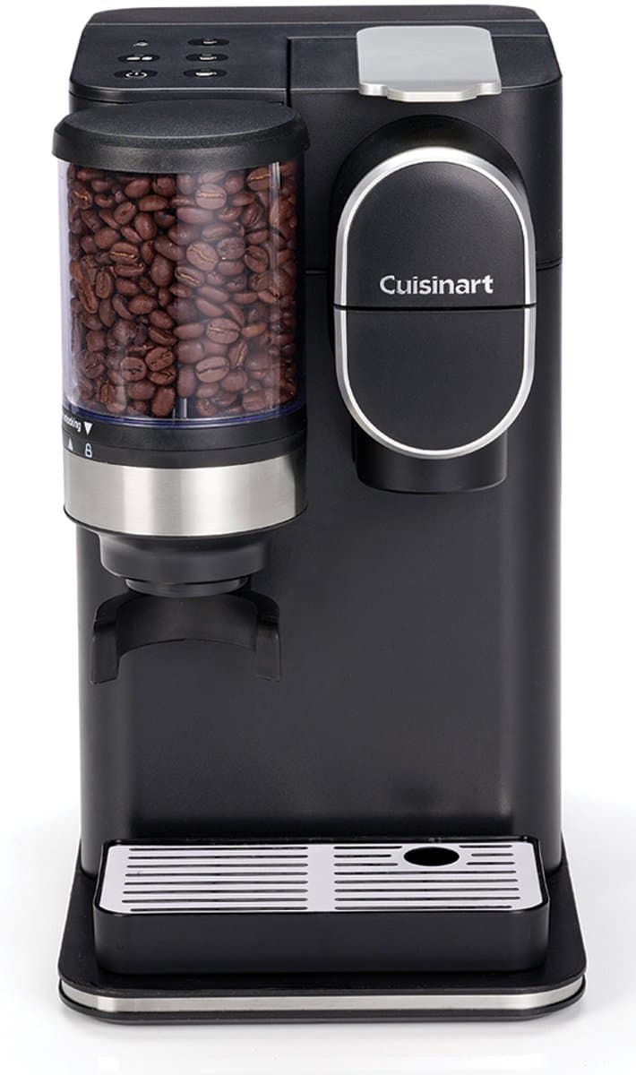 Cuisinart - Single Serve Koffiezetapparaat - Filterkoffie - Ingebouwde RVS koffiemolen - 3 kopgroottes - Herbruikbare filterpod - Zwart