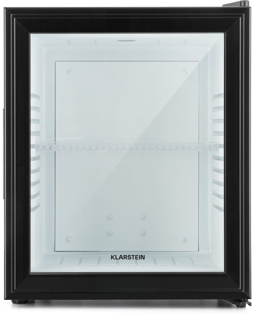 Klarstein Minibar Barmodel Koelkast - 24 Liter - glas - 0dB - Zwart - Minikoelkast - 5-15°C - voor Hotelkamer voor Kantoor - Stil Compact - Mini Fridge Kleine Koelkast Hotelkoelkast Drankkoeler Compact Koelkast
