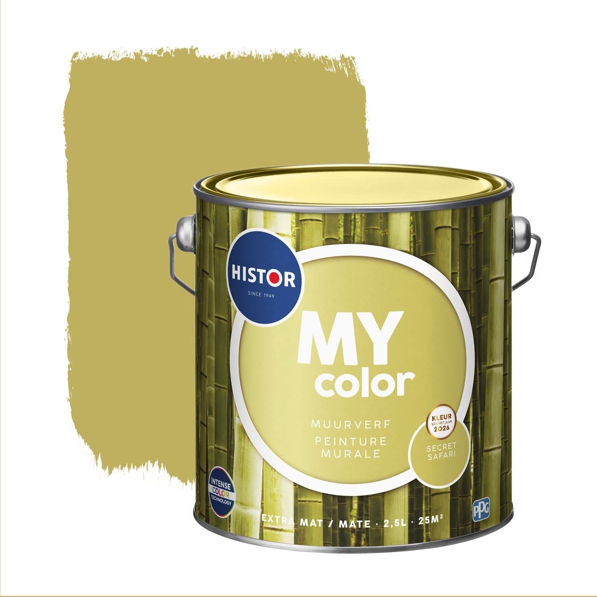 Histor MY Color Muurverf Secret Safari - Extra Mat – Reinigbaar en Geurarm – Extra Dekkend en Vochtregulerend – Voor Binnen – 2.5L – Secret Safari - Groen - Kleur van het jaar 2026