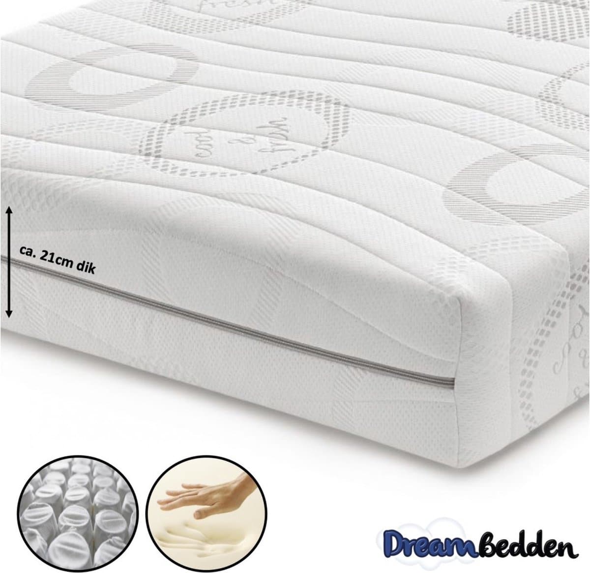 Matras 80x210 - Nasa Traagschuim - Pocketvering 9-zones - Cool & Fresh - ca. 21cm dik