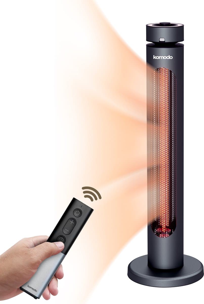 Komodo Terrasverwarmers - Fuji 2000W - Infrarood kachel en Elektrische Kachel 8 Verschillende Standen - LED-display - Infrarood Verwarming - Afstandsbediening - Oscillatie - Zwart