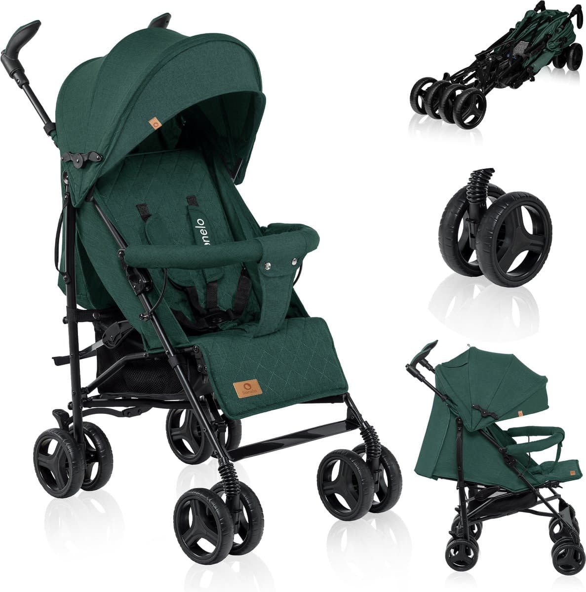Lionelo Irma - Buggy - Wandelwagen - Duurzame en Lichte 7kg Kinderwagen - Geschikt voor Kinderen tot 15 kg - Geveerde wielen - 360° - van 6 maanden tot 5 jaar - Opbergmand - Verstelbare handgreep - Snel inklapsysteem - Compact formaat - Muskietennet