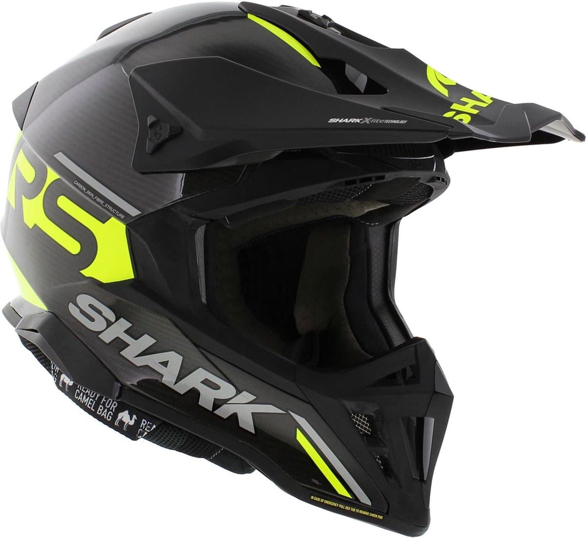 SHARK VARIAL RS CARBON FLAIR Motorhelm crosshelm Carbon Geel Carbon - Maat XXL