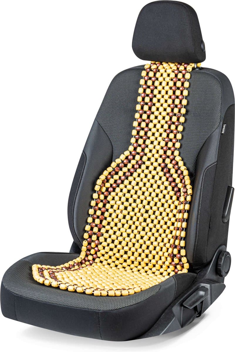 Car Comfort autostoelhoes van houten kralen - universele zitmat auto