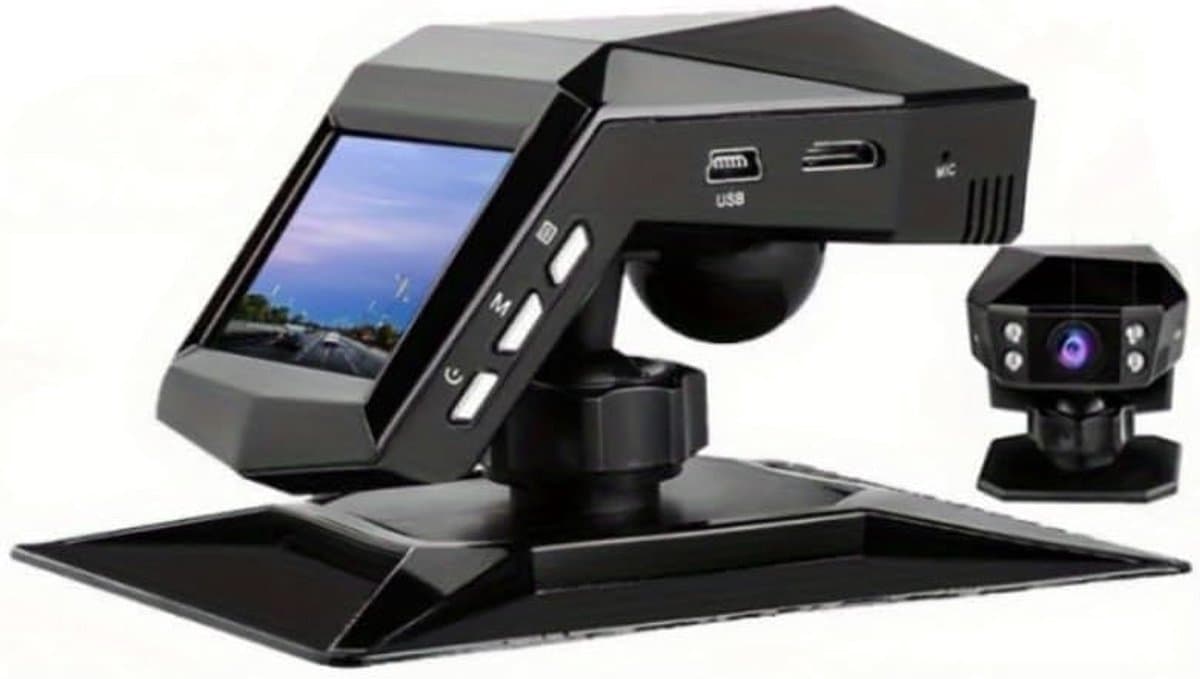 4K+1080P 3-kanaals dashcam voor auto's, camera voorzijde & ingebouwde camera achterzijde, 3,0" scherm, 170° groothoek, 4K-dashboardcamera-recorder