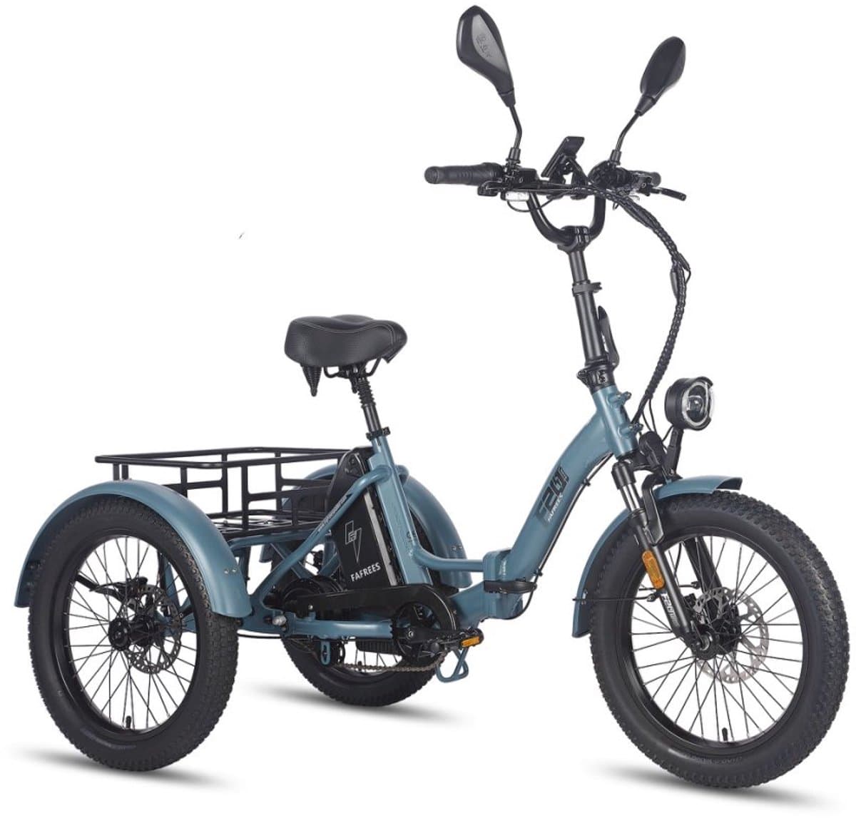 250W Dik Klapfiets E-Bakfiets 20 Inch 48V 18.2Ah Accu, Hydraulische Schijfremmen Elektrische Fiets, Elektrische Vrachtsfiets 180kg, Blauw Driewieler E-Bike