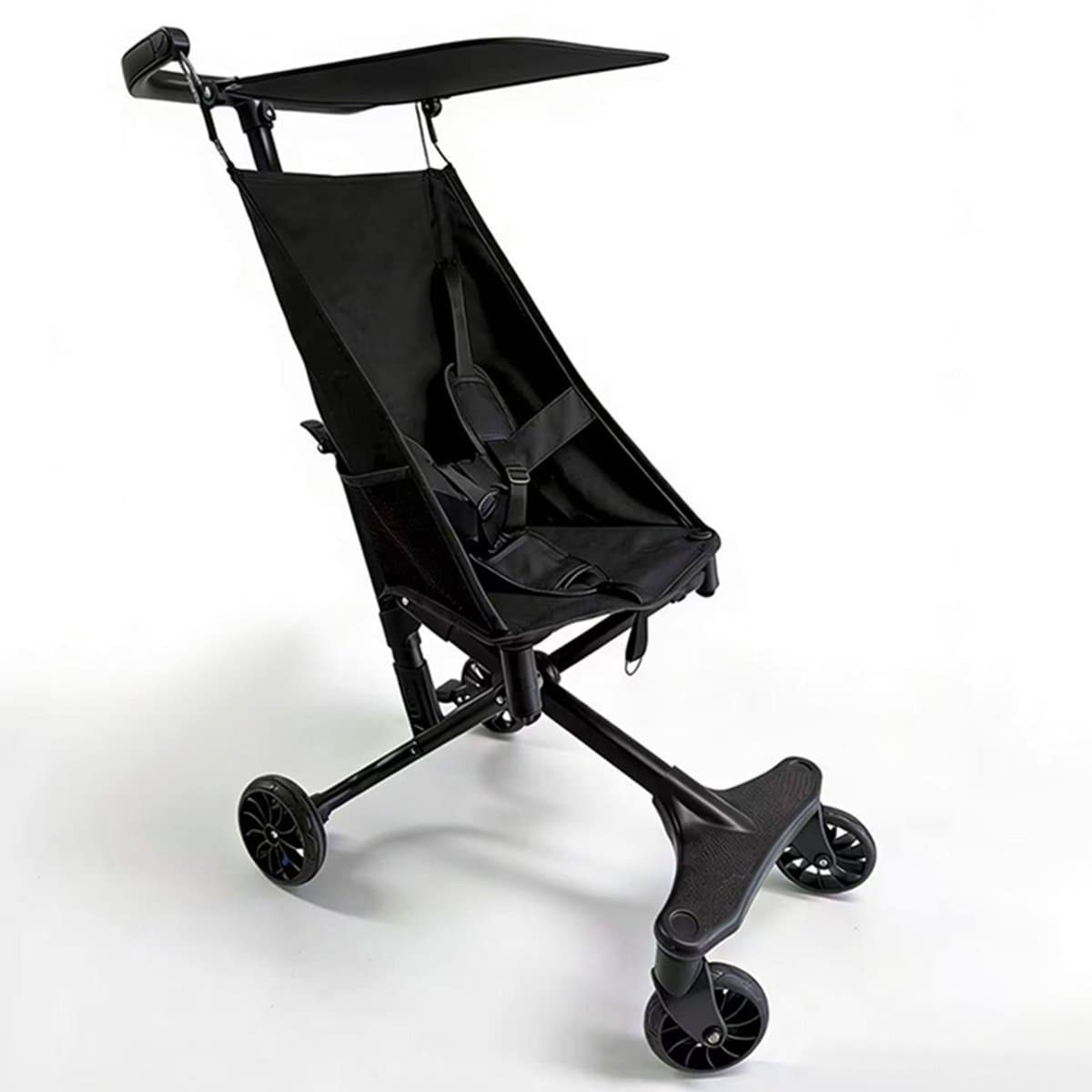 Lichtgewicht Buggy & Reisbuggy - Compact inklapbaar Kinderwagen - Opvouwbaar Wandelwagen - Tot 22 kg Draagkracht - Stabiel 4-Wiel Design & Anti-Schok - Ideaal voor Camping & Auto - Oersterk Aluminium Frame - Voor kinderen van 1、2、3、4、5、6 jaar - Zwart