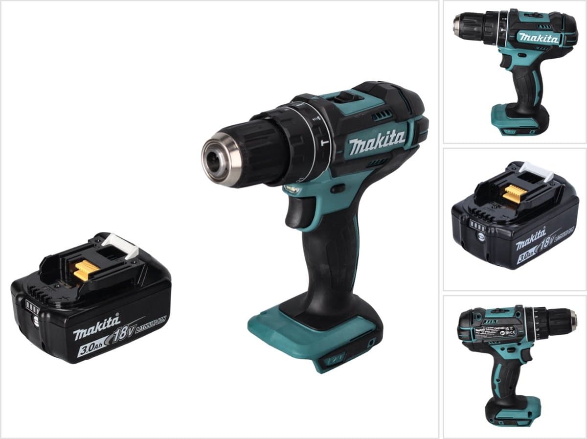 Makita DHP 482 F1 accu klopboormachine 18 V 62 Nm + 1x oplaadbare accu 3.0 Ah - zonder oplader
