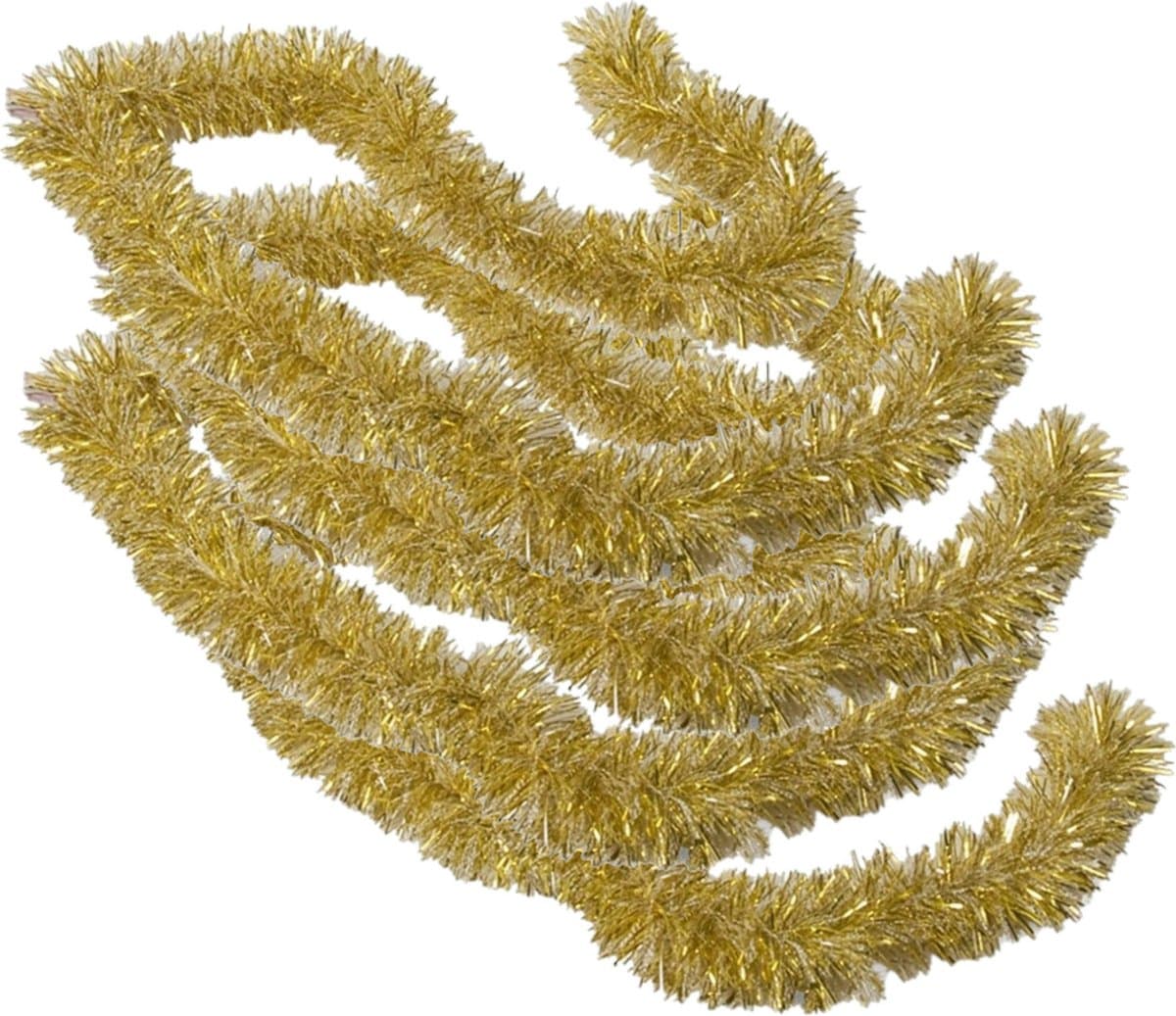 Gerimport Kerstboomslingers - 4x - goud / sneeuw - folie - 180 x 7 cm - kerstboom versiering/guirlandes