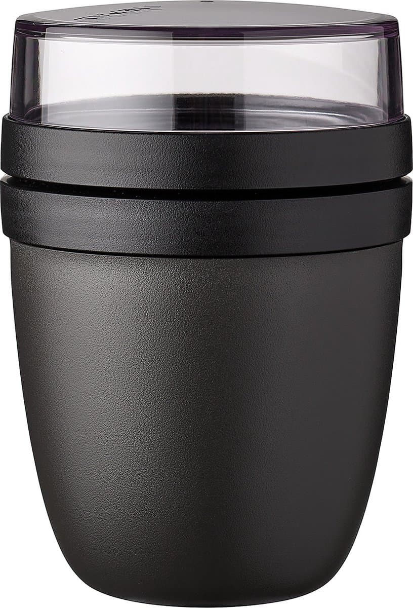 Mepal Lunchpot Ellipse - 500 ml - Yoghurt en Muesli beker to go - Geschikt voor vriezer. magnetron en vaatwasser - Nordic black