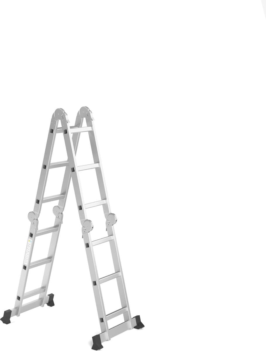 RMBO - Multifunctionele Vouwladder 4x3 - Vouwladder - 3,58 m lang - Compact en Draagbare ladder - 13 standen - Geschikt voor Particulier en Professioneel Gebruik - Max. Belasting 150 kg, EN 131.6
