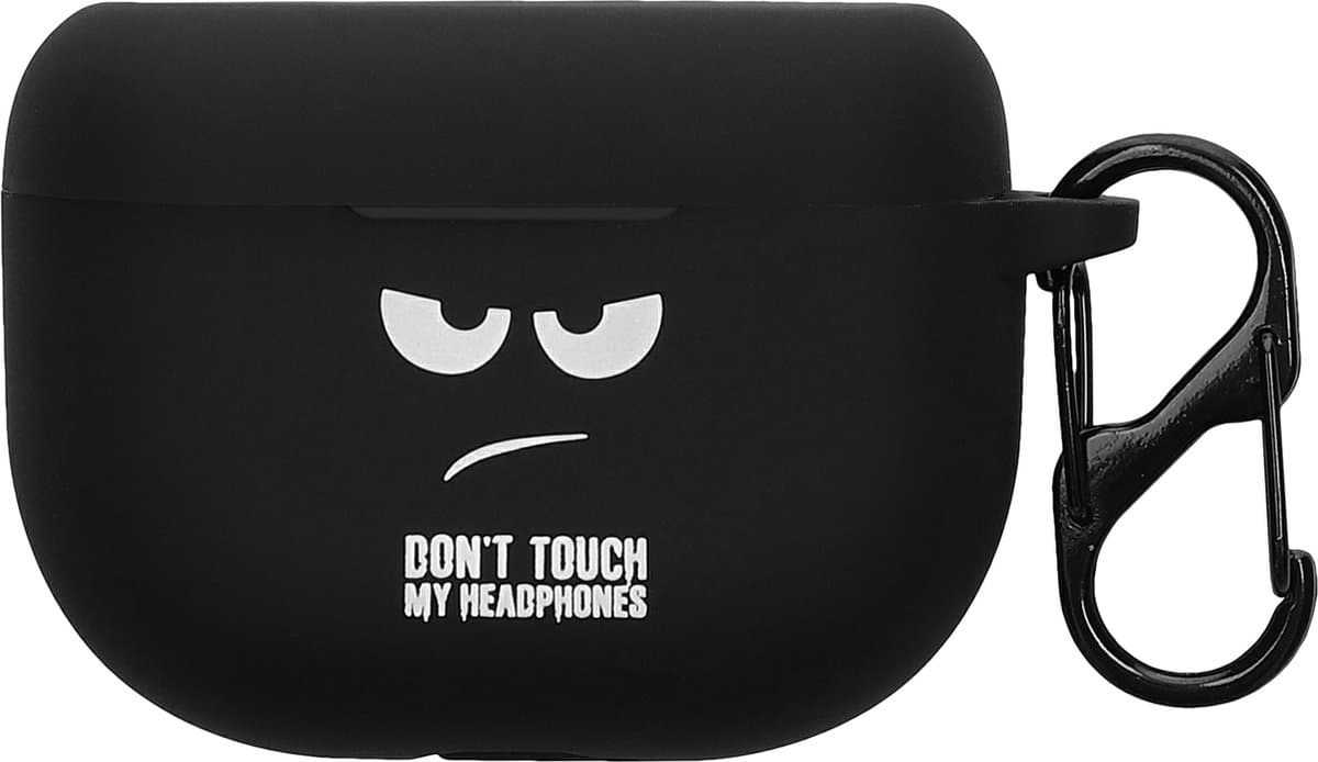 kwmobile Hoes geschikt voor Jabra Elite 8 Active - Siliconen cover voor oordopjes in wit / zwart / zwart - Don't Touch My Headphones design