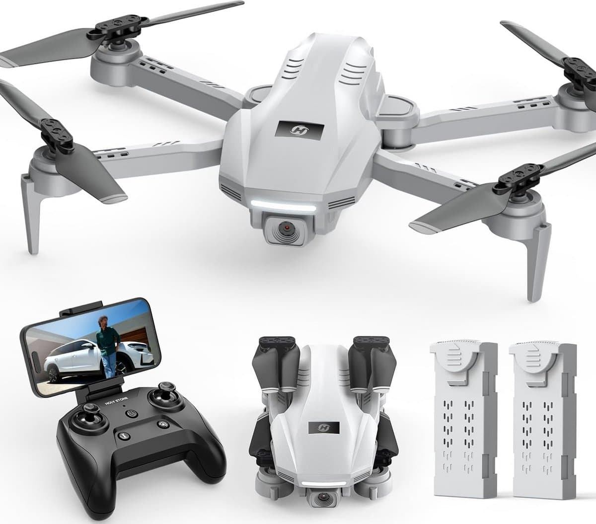 Holy Stone HS130 Mini Drone met 1080P HD Camera, Opvouwbare FPV RC Quadcopter voor Kinderen en Volwassenen, Headless Mode, 360° Flips, Spraak- en Gebarenbesturing, 2 Batterijen