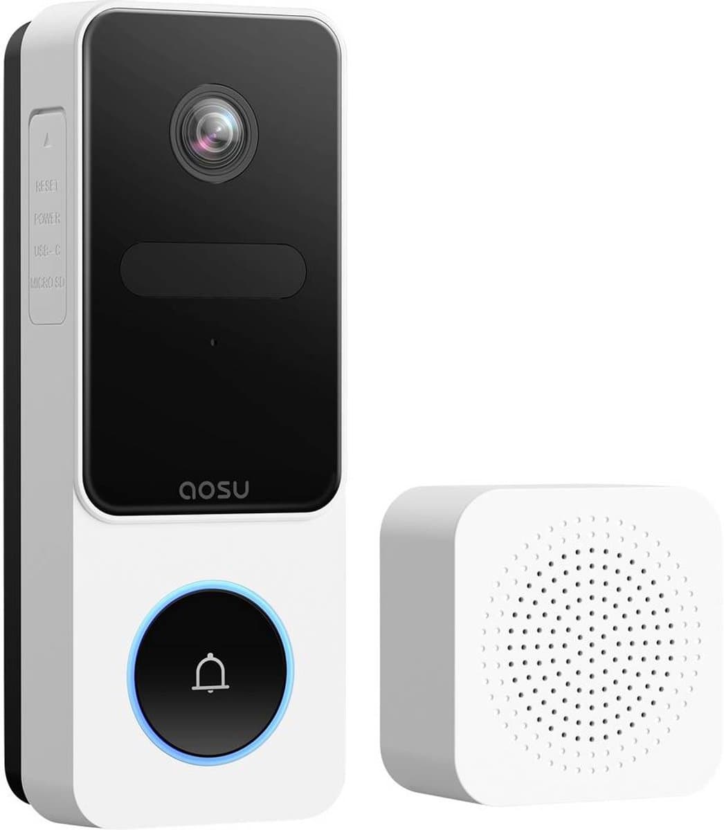 AOSU Video Doorbell SE - 2K Video Deurbel - AI Bewegingsdetectie - 170° Groothoek - Google & Alexa