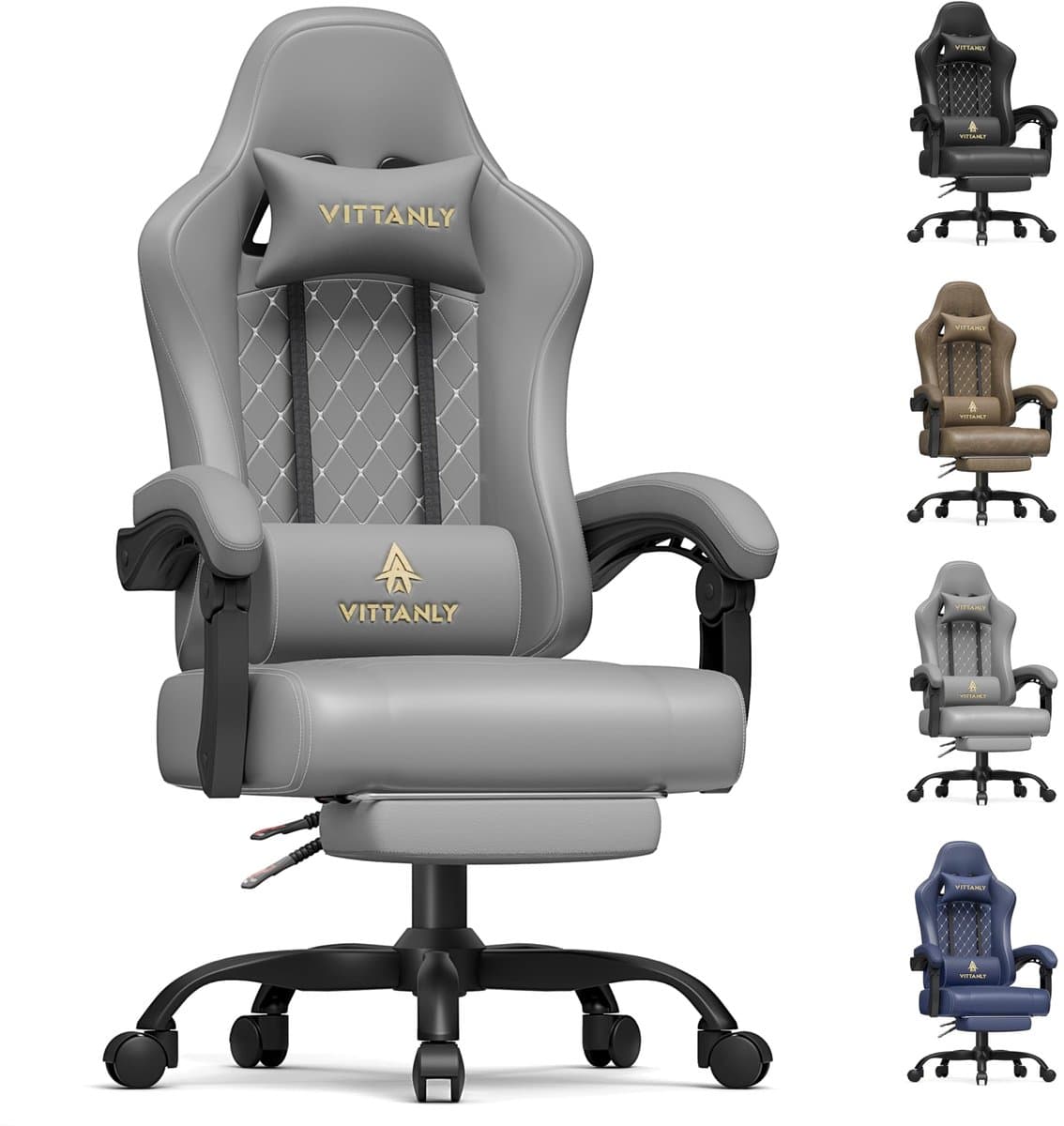 Homaxy - Game Stoel - Gaming Stoel - Gaming Stoel - Ergonomische Bureaustoel - Gamestoel - Verstelbaar - Gaming Chair - Inclusief voetensteun - Grijs