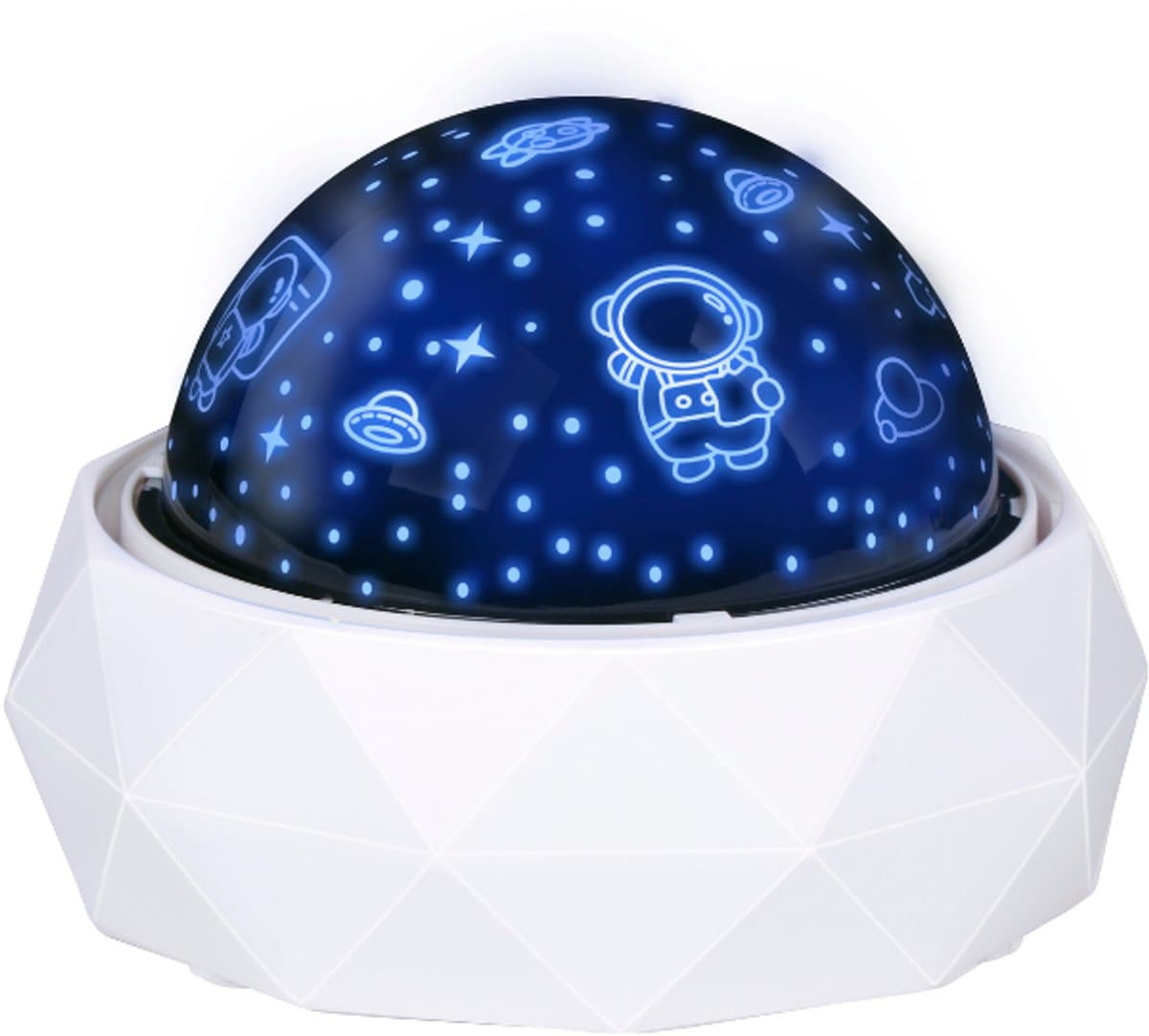 Grundig Sterrenprojector Kinderen - Nachtlamp met Kleurverandering en Rotatie - Projector met Sterren en Astronauten - USB-C Oplaadbaar - Witte Behuizing