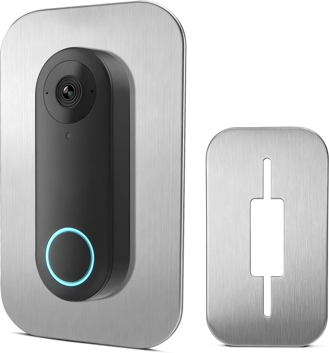 SnelShoppen - RVS Cover Plate voor Deurbel met Camera, Montageplaat voor Reolink Deurbel PoE, WiFi en Batterij, Bescherming voor Oude Gaten en Kabels