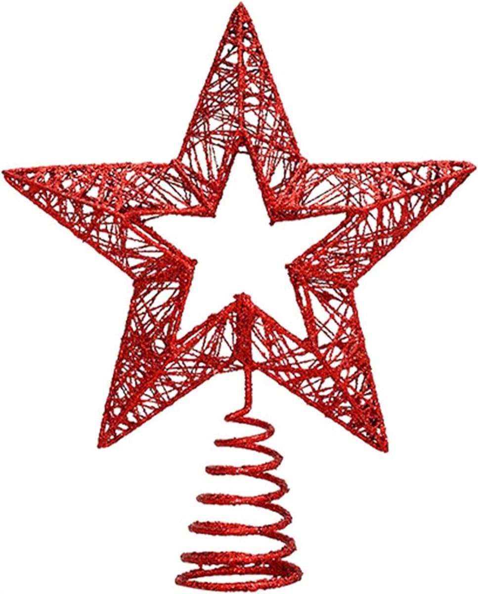 Kerstboom Top Ster - Vijfpuntige Ster - Kerstboom Versieren - Holle Vijfpuntige Ster - 250*200*35mm - Rood