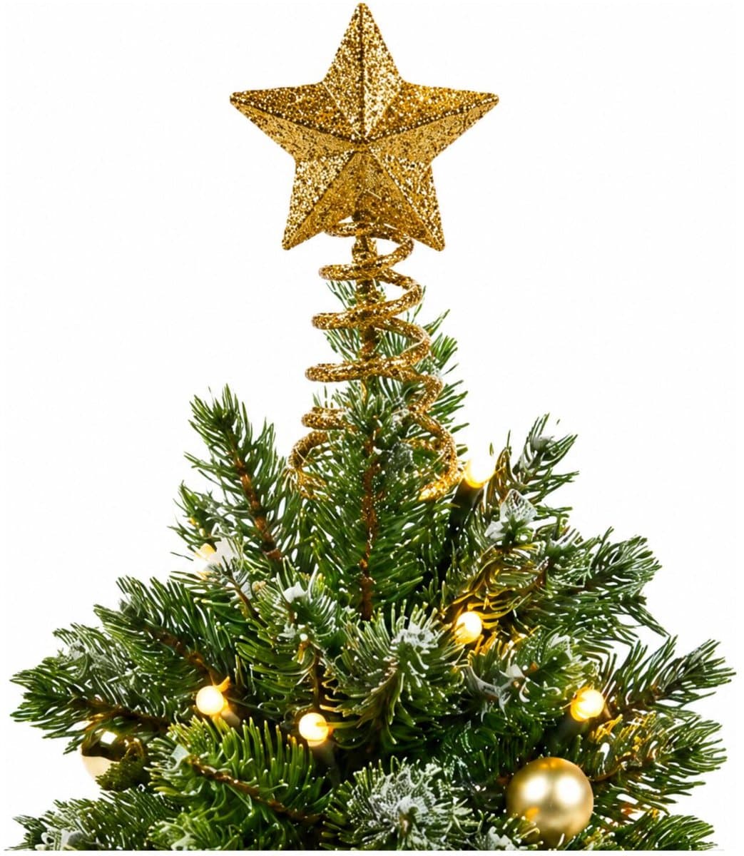 Kerstboom piek - mini - ster vorm - goud - H10 cm - kerstpiek voor kleine boompjes