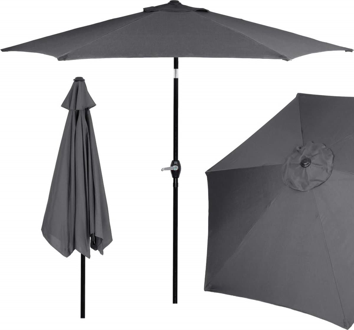 Springos Parasol | Parasols | Kantelbaar | Met ventilatie | Graphite | Ø 250 cm