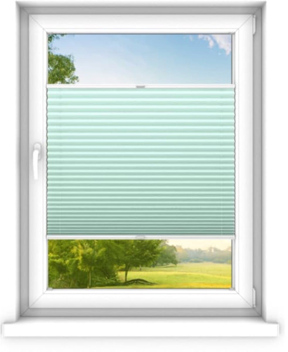time4blinds - Plisségordijn zonder boren op maat gemaakt - Vouwgordijn - Plisségordijn privacy en zonwering - Eenvoudige installatie - Kant-en-klaar plisségordijn - 80x210 cm - Munt