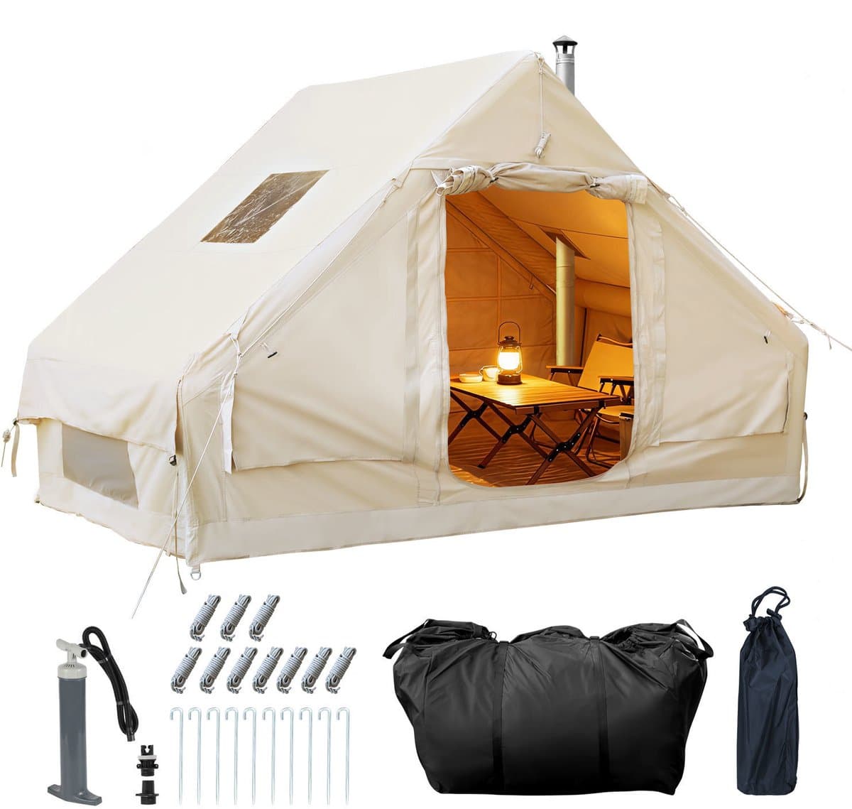 Opblaasbare Glamping Tent voor 2 Personen – Beige, 300 × 210 × 200 cm