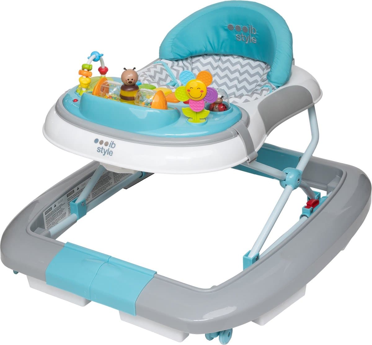 ib style® Loopstoel Babywalker - Baby Loopwagen - Looptrainer - Speelset en Dienblad - Schommelfunctie - Muziekfunctie - Little Wave - Mint