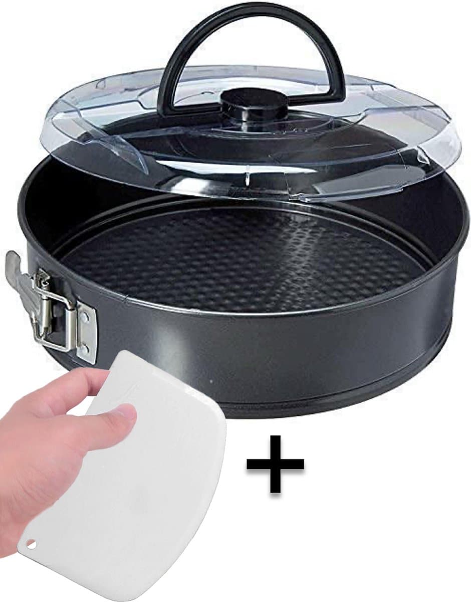 COOCK - Springvorm set met deksel - Bakvorm - Taartvorm met Antiaanbaklaag - 24 cm Diameter - Cakevorm - Incl. Deegschraper & E-Book