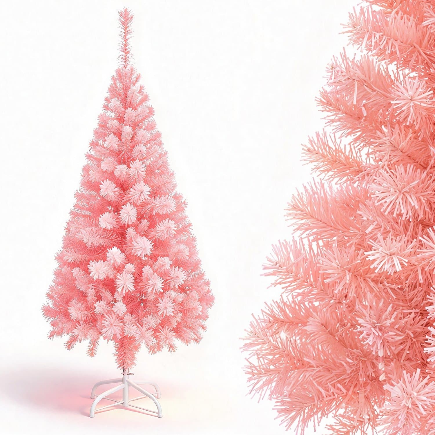 Kerstboom – 180cm Kunstkerstboom – Roze PVC – met Standaard