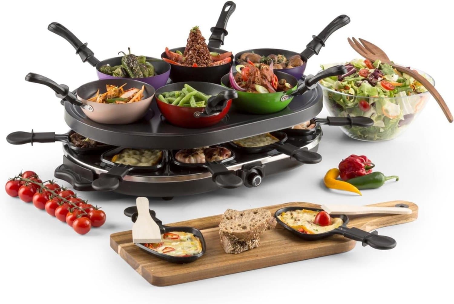 SNJY® Gourmetstel - Gourmetplaat - Gourmet Elektrisch - 8 Personen - 1200 W - Zwart