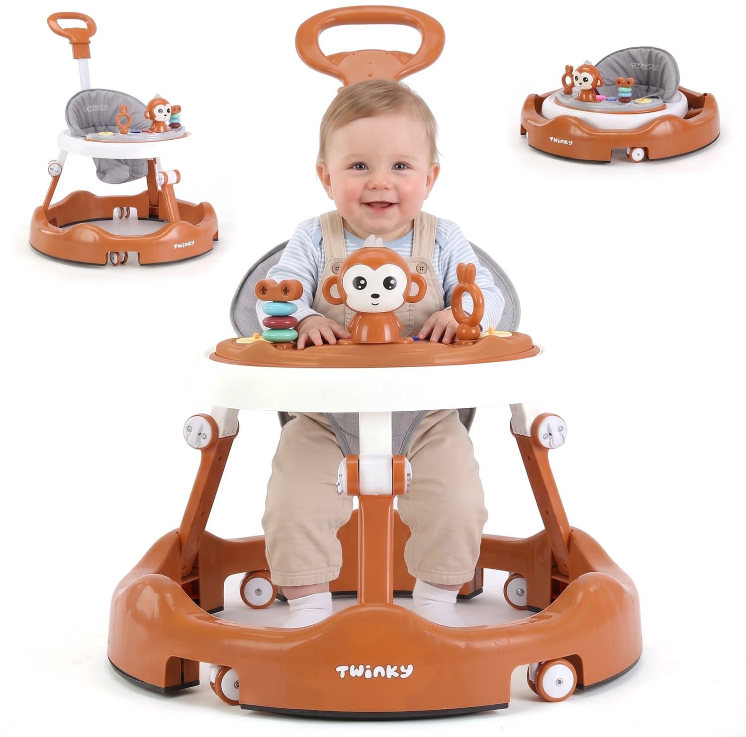 Twinky® Babywalker – Luxe Loopstoel met 3-delige speelset – Loopstoeltje voor Baby inclusief Voetenmat en Steel