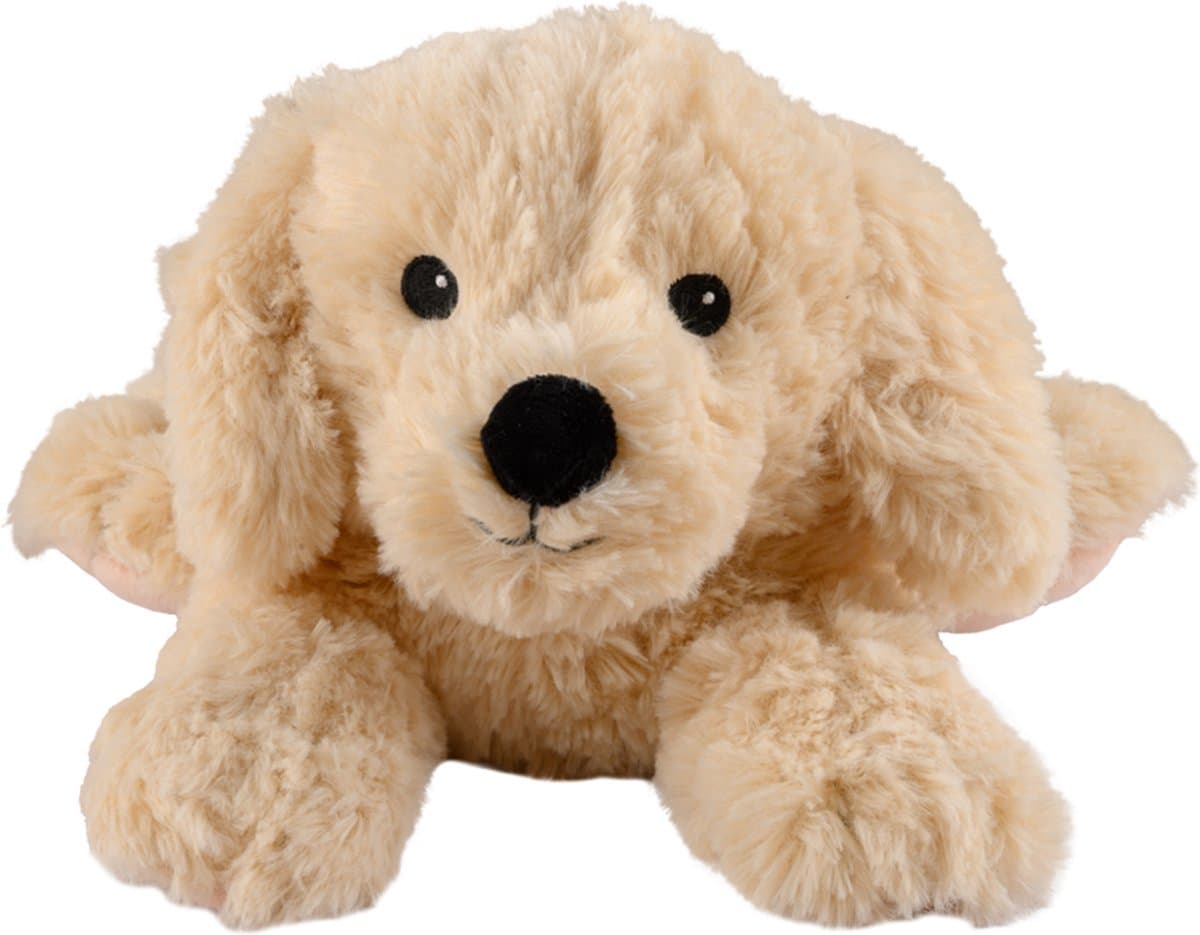 Warmies warmte/magnetron knuffel golden retriever hond - lichtbruin - 33 cm - pittenzak - opwarm knuffel