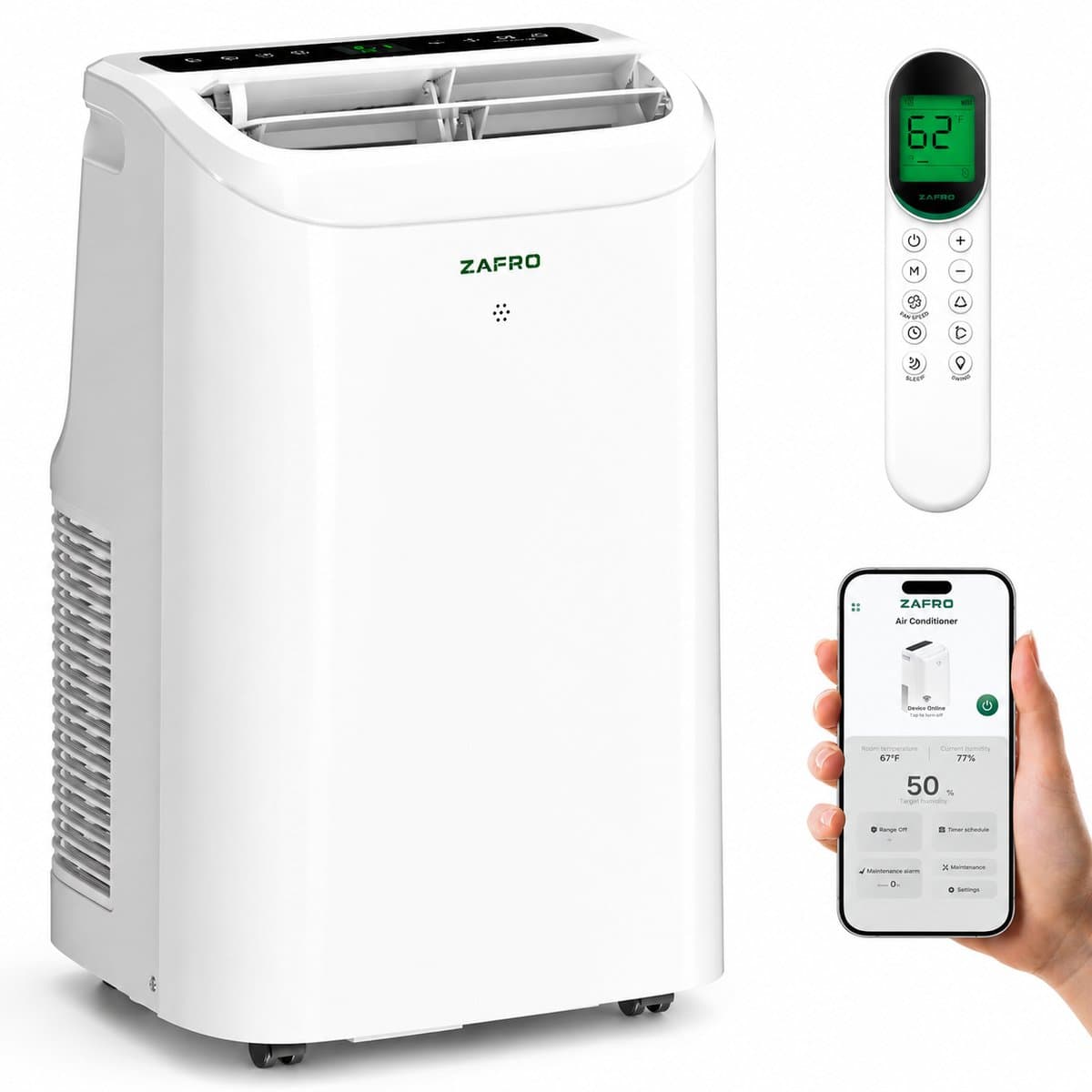 Mobiele airco 10000 BTU stil met WiFi, ontvochtiger en afstandsbediening 3-in-1 functie
