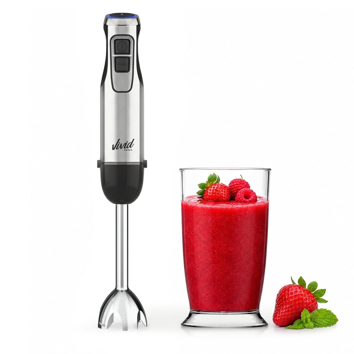 Staafmixer met Maatbeker - 1000W - Vaatwasserbestendig - 12 Snelheden + Turbofunctie - RVS - Vivid Green
