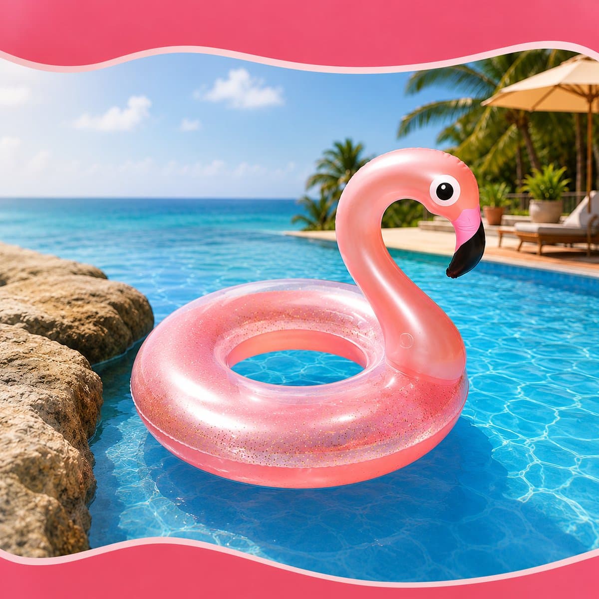 Opblaasbare Flamingo Zwemband 90 cm – Pool Float voor Zwembad & Strand (40–60 kg)
