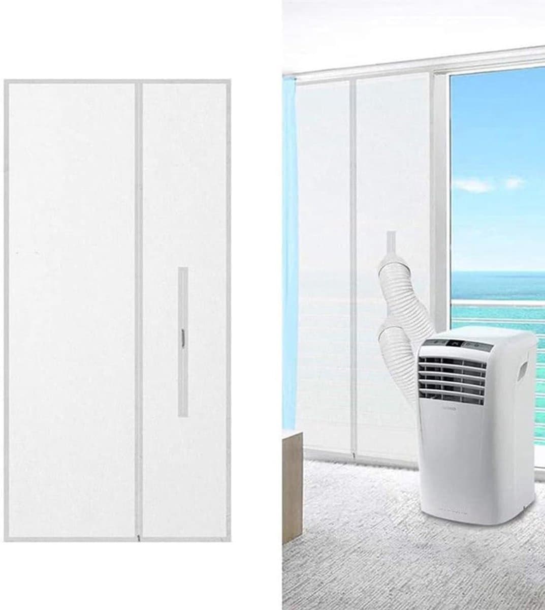 Universele deurafdichting voor draagbare airconditioners en drogers, deurafdichting voor draagbare airconditioners, warmtewerende strip met ritssluiting, kan op balkondeuren worden gemonteerd.